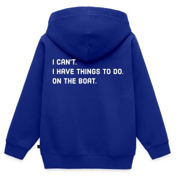 Boot - Kinder Premium Organic Zip Hoodie - Royalblau - Hinten - AI Model Kid Male (0cm)