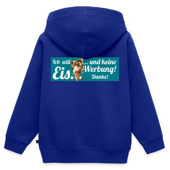 Ich will Eis und keine Werbung! Keine Werbung! - Kinder Premium Organic Zip Hoodie - Royalblau - Hinten - AI Model Kid Male (0cm)