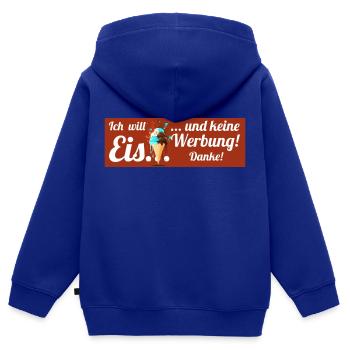 Ich will Eis und keine Werbung! Keine Werbung! - Kinder Premium Organic Zip Hoodie - Royalblau - Hinten - AI Model Kid Male (0cm)