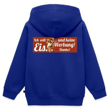 Ich will Eis und keine Werbung! Keine Werbung! - Kinder Premium Organic Zip Hoodie - Royalblau - Hinten - AI Model Kid Male (0cm)