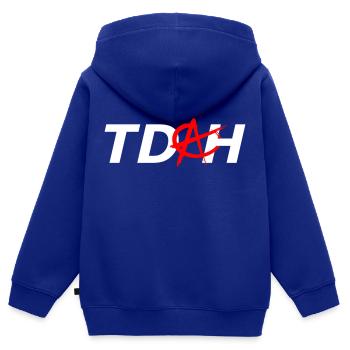 TDAH c'est l'anarchie du cerveau - Sweat Premium à capuche zippé enfant bio - bleu roi - Dos - AI Model Kid Male (0cm)