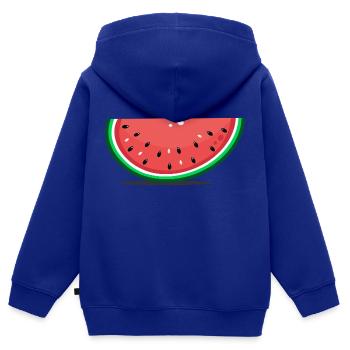 Tranche de design de pastèque - Sweat Premium à capuche zippé enfant bio - bleu roi - Dos - AI Model Kid Male (0cm)