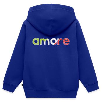 amore - Italia - Italy - Love - Liebe - Kids Premium Organic Zip-up Hoodie - royal blue - Back - AI Model Kid Male (0cm)