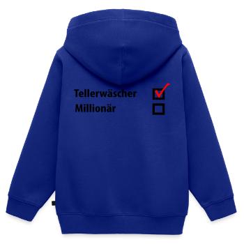 Tellerwäscher Millionär - Kinder Premium Organic Zip Hoodie - Royalblau - Hinten - AI Model Kid Male (0cm)