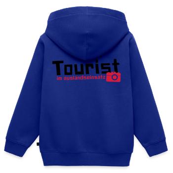 Tourist im Auslandseinsatz - Kinder Premium Organic Zip Hoodie - Royalblau - Hinten - AI Model Kid Male (0cm)