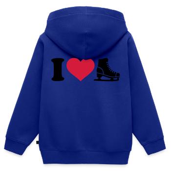 I love Schlittschuh - Kinder Premium Organic Zip Hoodie - Royalblau - Hinten - AI Model Kid Male (0cm)