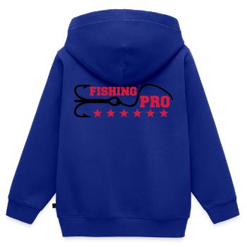 Fishing Pro - Sweat Premium à capuche zippé enfant bio - bleu roi - Dos - AI Model Kid Male (0cm)