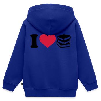 Bücher - Kinder Premium Organic Zip Hoodie - Royalblau - Hinten - AI Model Kid Male (0cm)