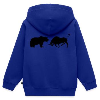 bitcoin - Sweat Premium à capuche zippé enfant bio - bleu roi - Dos - AI Model Kid Male (0cm)