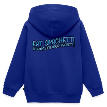 Eat Spaghetti To Forgetti Your Regretti 11 - Kinder Premium Organic Zip Hoodie - Royalblau - Hinten - AI Model Kid Male (0cm)