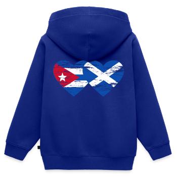 Kuba Schottland Flagge Herz used - Kinder Premium Organic Zip Hoodie - Royalblau - Hinten - AI Model Kid Male (0cm)