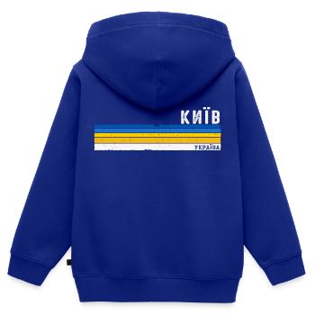 Stolz darauf, Kiew zu lieben - Feiern Sie das ukrainische Erbe - Kinder Premium Organic Zip Hoodie - Royalblau - Hinten - AI Model Kid Male (0cm)