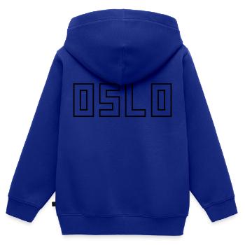 Oslo - Kinder Premium Organic Zip Hoodie - Royalblau - Hinten - AI Model Kid Male (0cm)