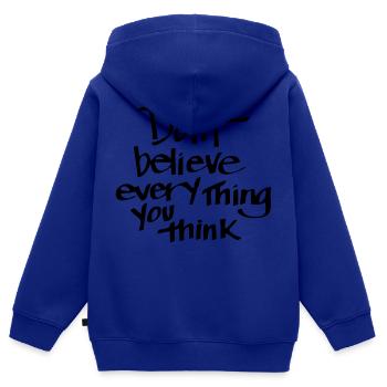 GLAUBE NICHT ALLES WAS DU DENKST! - Kinder Premium Organic Zip Hoodie - Royalblau - Hinten - AI Model Kid Male (0cm)