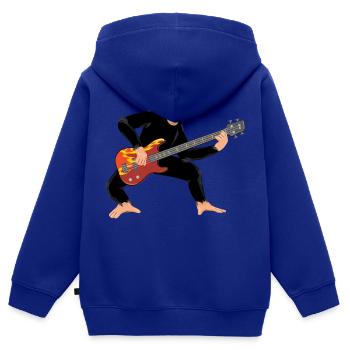Affe mit E-Bass - Kinder Premium Organic Zip Hoodie - Royalblau - Hinten - AI Model Kid Male (0cm)