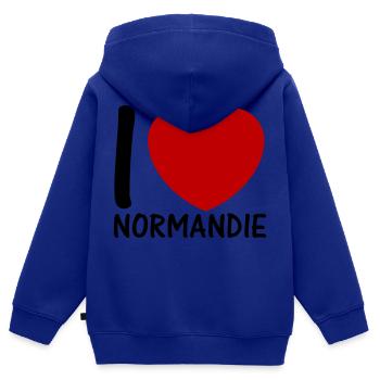 ich liebe Normandie 2c - Kinder Premium Organic Zip Hoodie - Royalblau - Hinten - AI Model Kid Male (0cm)