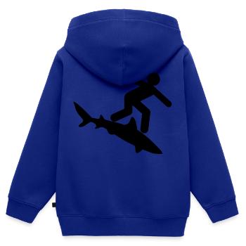 Hai - Surfer auf Hai - Kinder Premium Organic Zip Hoodie - Royalblau - Hinten - AI Model Kid Male (0cm)