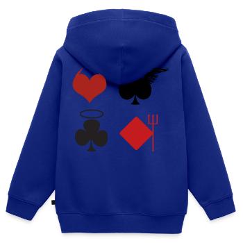 Cartes à jouer Poker Ange Diable cadeau - Sweat Premium à capuche zippé enfant bio - bleu roi - Dos - AI Model Kid Male (0cm)