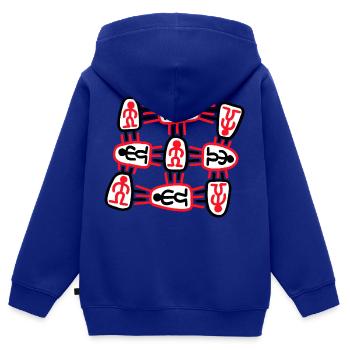 omineddos # 01 - Sweat Premium à capuche zippé enfant bio - bleu roi - Dos - AI Model Kid Male (0cm)