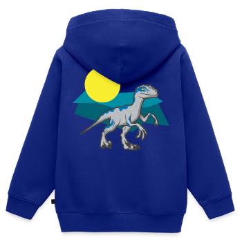 Velociraptor Ausgestorbener Urzeit Dino - Kinder Premium Organic Zip Hoodie - Royalblau - Hinten - AI Model Kid Male (0cm)