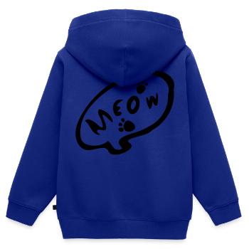 meow_txt kitty cat paw_prints - Kids Premium Organic Zip-up Hoodie - royal blue - Back - AI Model Kid Male (0cm)