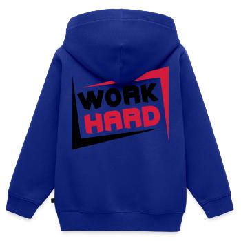 Work Hard - Kids Premium Organic Zip-up Hoodie - royal blue - Back - AI Model Kid Male (0cm)