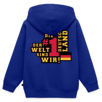 Deutschland (Nummer 1 der Welt) 01 - Kinder Premium Organic Zip Hoodie - Royalblau - Hinten - AI Model Kid Male (0cm)