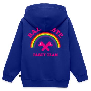 Bad Taste Party Team (Einhorn, Regenbogen, Cooper) - Kinder Premium Organic Zip Hoodie - Royalblau - Hinten - AI Model Kid Male (0cm)