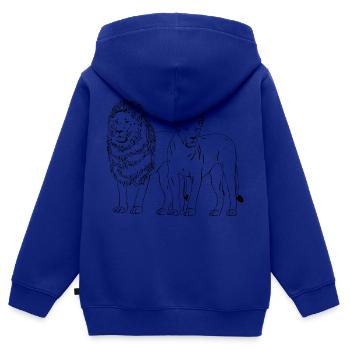 Lion - Löwe - Löwin - Kinder Premium Organic Zip Hoodie - Royalblau - Hinten - AI Model Kid Male (0cm)