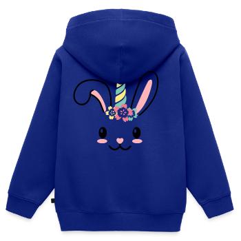 Einhorn Hase-Bunnycorn-Kind-Lustig-Geschenk-Ostern - Kinder Premium Organic Zip Hoodie - Royalblau - Hinten - AI Model Kid Male (0cm)