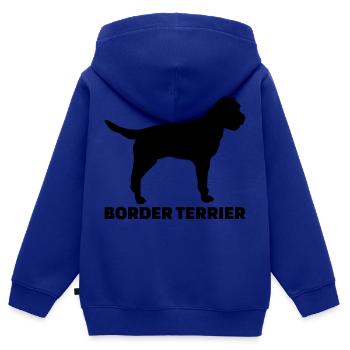 Border Terrier - Sweat Premium à capuche zippé enfant bio - bleu roi - Dos - AI Model Kid Male (0cm)