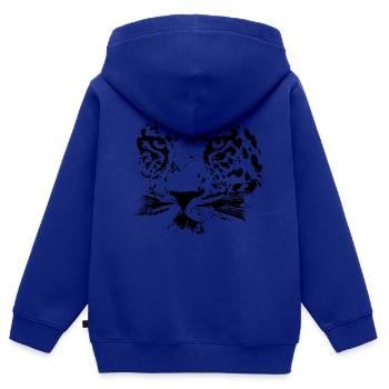 Tête de tigre, tigre, noir, tête, chat sauvage, chat - Sweat Premium à capuche zippé enfant bio - bleu roi - Dos - AI Model Kid Male (0cm)