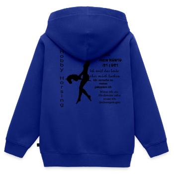 Hobby Horsing - Kinder Premium Organic Zip Hoodie - Royalblau - Hinten - AI Model Kid Male (0cm)