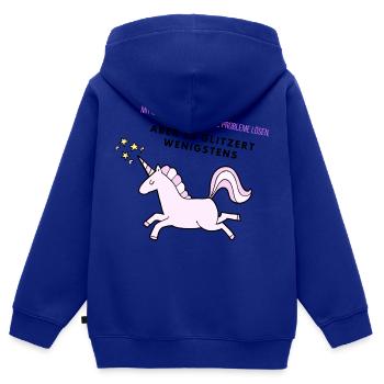 Glitzer Einhorn - Kinder Premium Organic Zip Hoodie - Royalblau - Hinten - AI Model Kid Male (0cm)