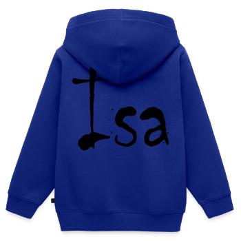 isa - Kinder Premium Organic Zip Hoodie - Royalblau - Hinten - AI Model Kid Male (0cm)