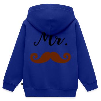 M. Moustache - Sweat Premium à capuche zippé enfant bio - bleu roi - Dos - AI Model Kid Male (0cm)