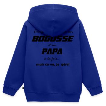 Compliqué d'être un bogosse et un papa - Sweat Premium à capuche zippé enfant bio - bleu roi - Dos - AI Model Kid Male (0cm)