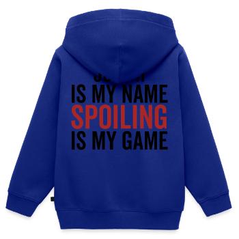 Judith ist mein Name Verderben ist mein Spiel - Kinder Premium Organic Zip Hoodie - Royalblau - Hinten - AI Model Kid Male (0cm)