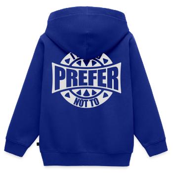 Je préfère ne pas - Sweat Premium à capuche zippé enfant bio - bleu roi - Dos - AI Model Kid Male (0cm)