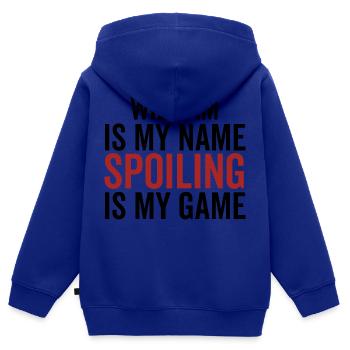 William ist mein Name Spoiling ist mein Spiel - Kinder Premium Organic Zip Hoodie - Royalblau - Hinten - AI Model Kid Male (0cm)