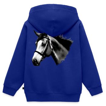Pferd Skizze Bleistift Pferde Tier Porträts 1 - Kinder Premium Organic Zip Hoodie - Royalblau - Hinten - AI Model Kid Male (0cm)