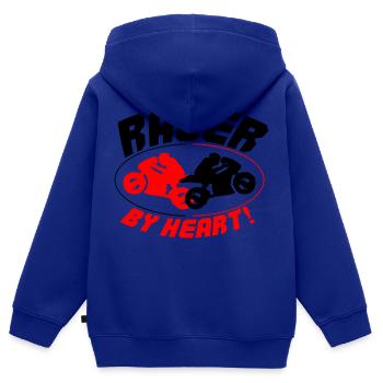 racer by heart 2 - Kinder Premium Organic Zip Hoodie - Royalblau - Hinten - AI Model Kid Male (0cm)