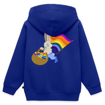 Ein Pride Hase Sammelt seine Ostereier - Kinder Premium Organic Zip Hoodie - Royalblau - Hinten - AI Model Kid Male (0cm)