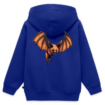 Flughund Pixelart in alter 8 Bit Manier und Look - Kinder Premium Organic Zip Hoodie - Royalblau - Hinten - AI Model Kid Male (0cm)