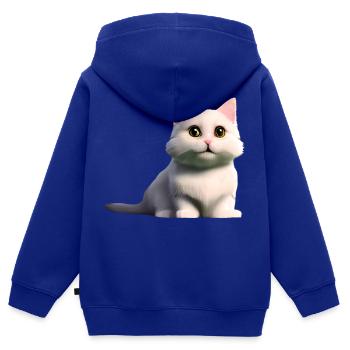 weiße Mietzekatze - Kinder Premium Organic Zip Hoodie - Royalblau - Hinten - AI Model Kid Male (0cm)