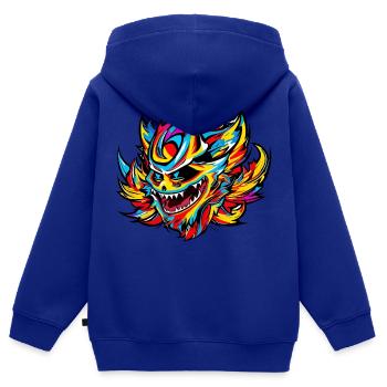 Glückliches Monster - Kinder Premium Organic Zip Hoodie - Royalblau - Hinten - AI Model Kid Male (0cm)
