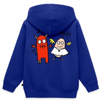 Anges et démons - Sweat Premium à capuche zippé enfant bio - bleu roi - Dos - AI Model Kid Male (0cm)