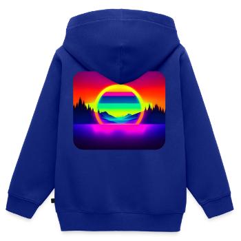Retro 16 - Kinder Premium Organic Zip Hoodie - Royalblau - Hinten - AI Model Kid Male (0cm)
