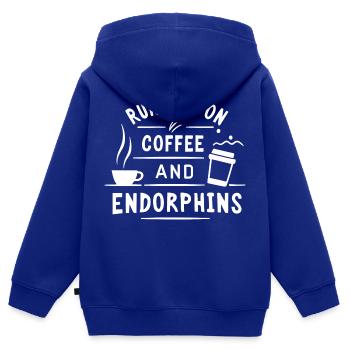 Laufen mit Kaffee und Endorphinen - Kinder Premium Organic Zip Hoodie - Royalblau - Hinten - AI Model Kid Male (0cm)