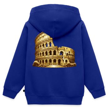 Colisée - Sweat Premium à capuche zippé enfant bio - bleu roi - Dos - AI Model Kid Male (0cm)